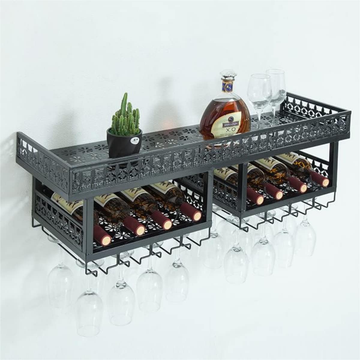 Gdrasuya10 Wall-Mounted Wine Rack with Glass Holder