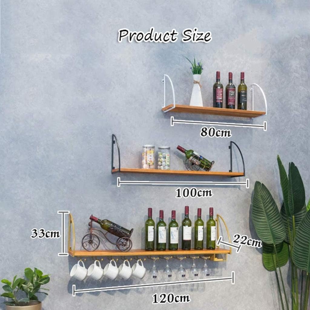 ZJDYDY Wall Mounted Wine Racks - Rustic Metal Wood Storage Organizer
