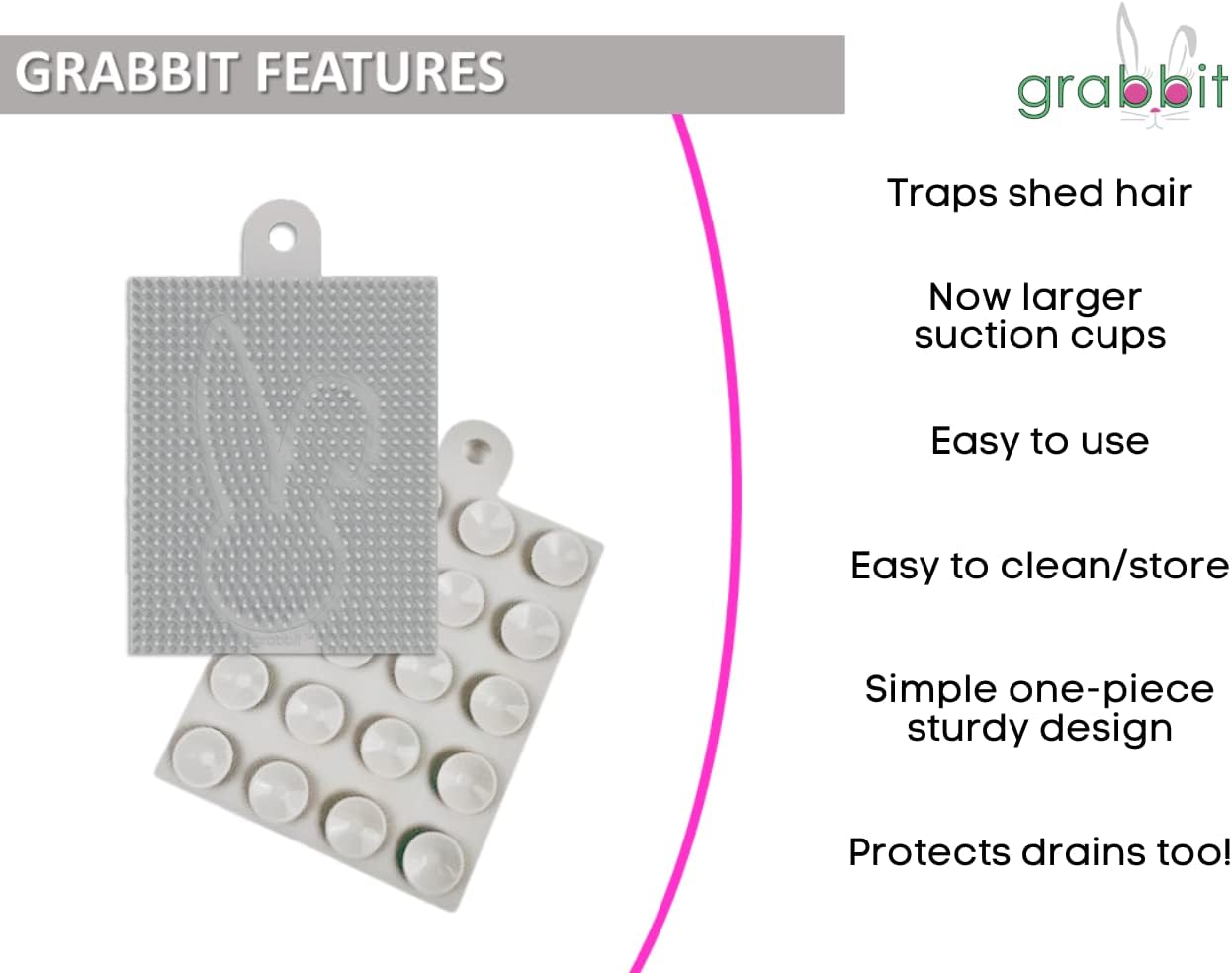 GRABBIT Hair Catcher - Trap Shed Hair Protect Drains