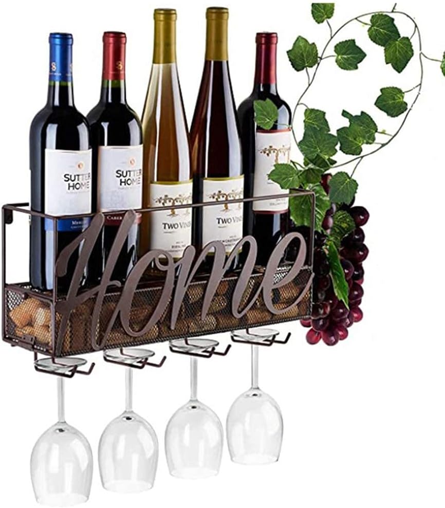 LASEVE Wall Mounted Wine Rack with Cork Storage