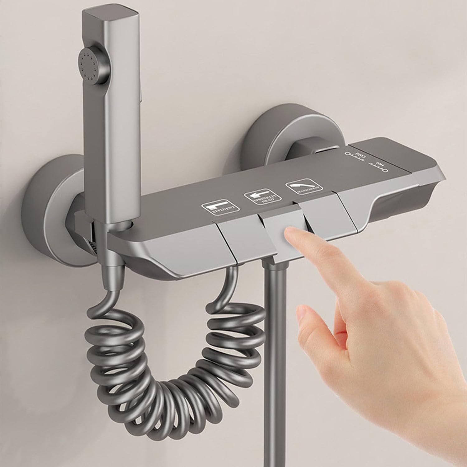 Piano Key Bathtub Faucet Set with 3 Functions Gray