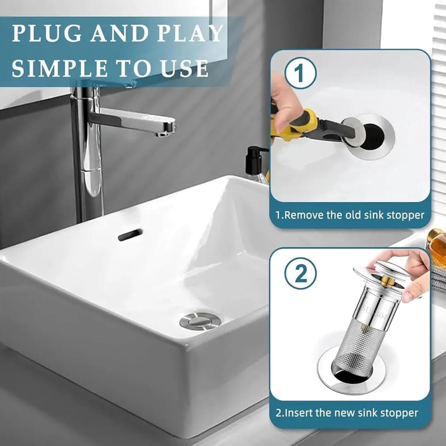 Timnamy Drain Strainer for Bathroom Sink and Bathtub