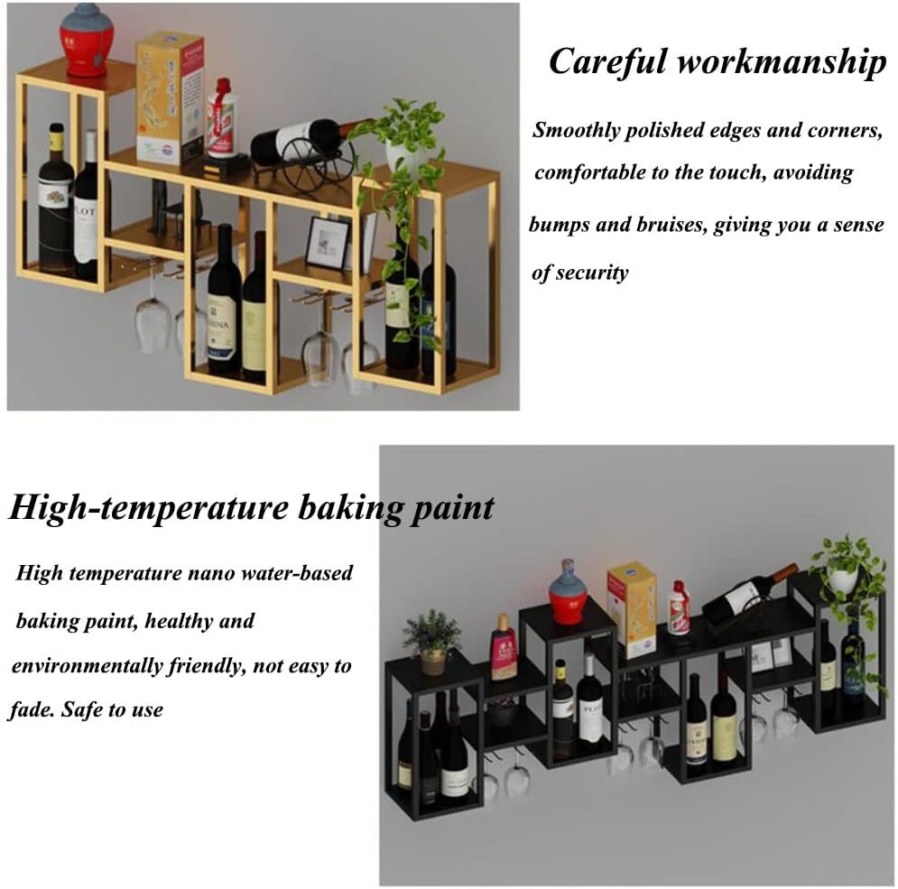 Elegant Gold Floating Wall Wine Rack