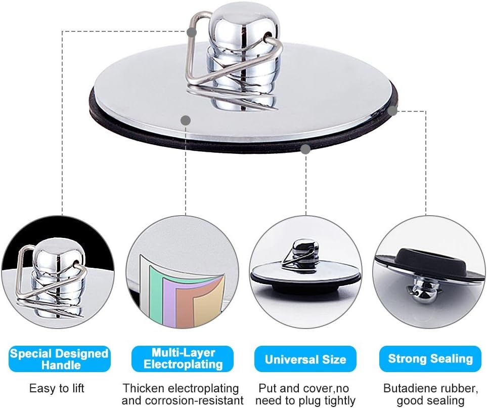 Fdit Universal Chrome Drain Cover with Chain