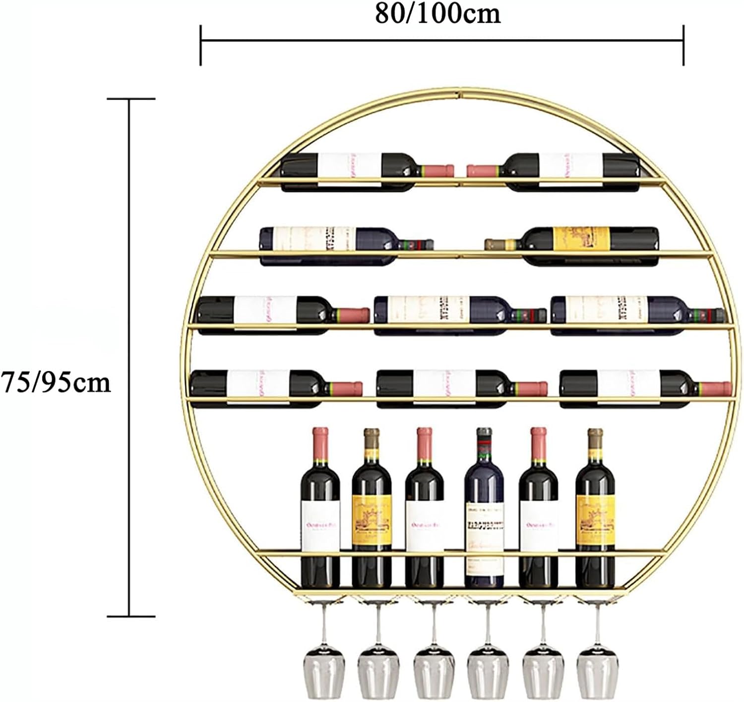 HUHJYUGE Wall-Mounted Wine Rack with Gold Finish