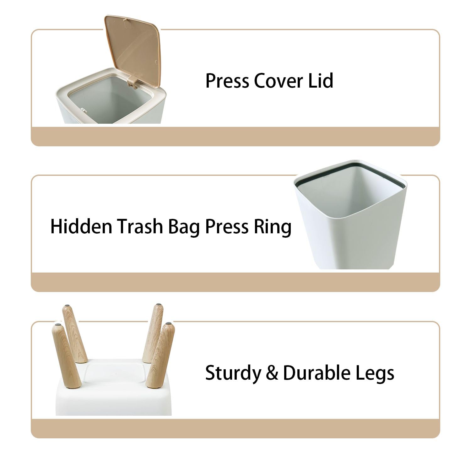 Small Trash Can with Lid 26 Gallon Gothic Design Waste Bin