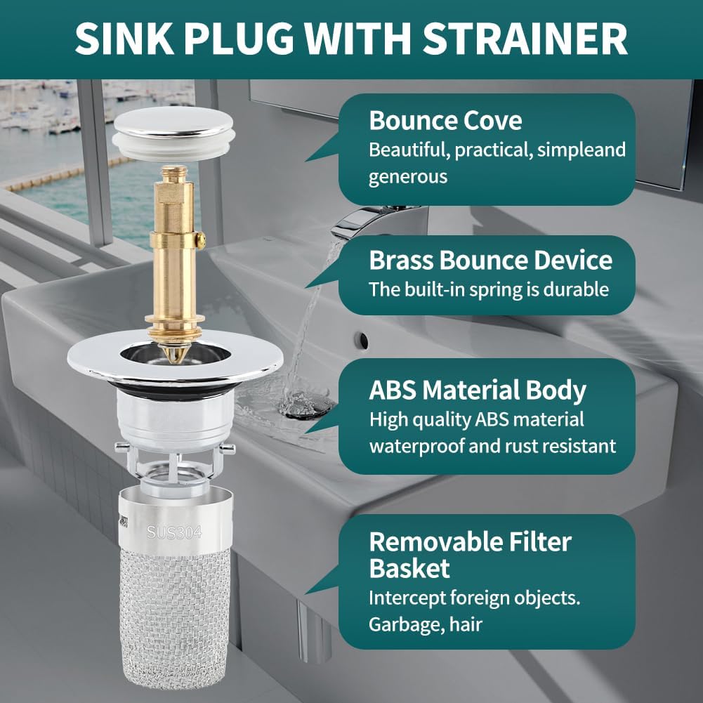 EMVANV 2pcs Sink Drain Strainer with Hair Catcher