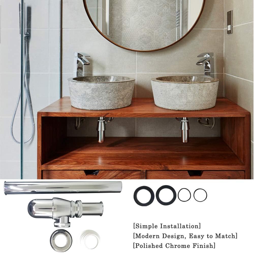 Chrome Bathroom Basin Sink Bottle Trap Waste Drain Kit 1-14 Inch 1