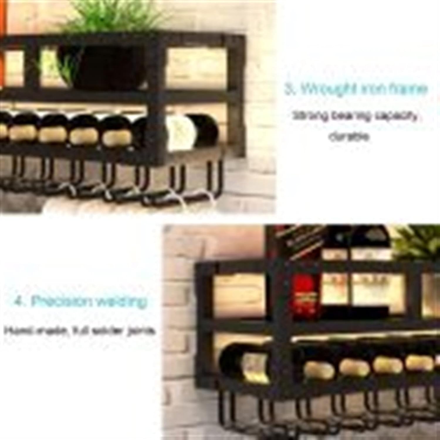 2-Layer Wall-Mounted Wine Rack - Wrought Iron