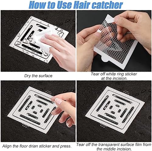 BOXOB 30pcs Square Shower Hair Catchers with Waterproof Adhesive