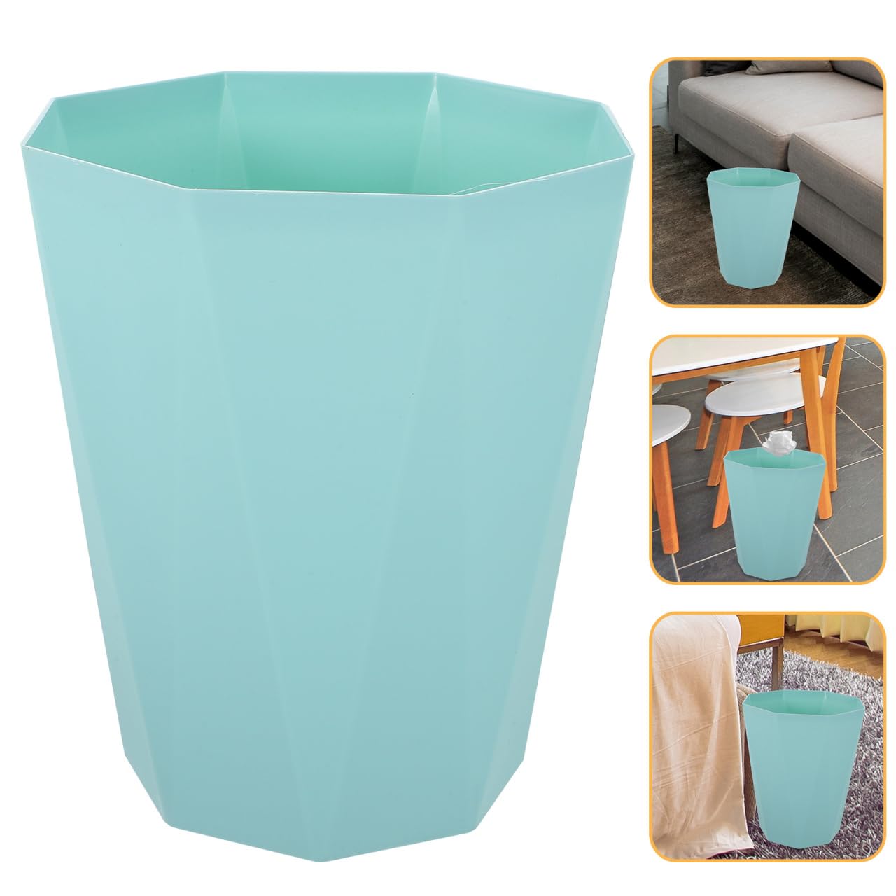 Tofficu Emerald Green 5L Trash Can with Diamond Pattern