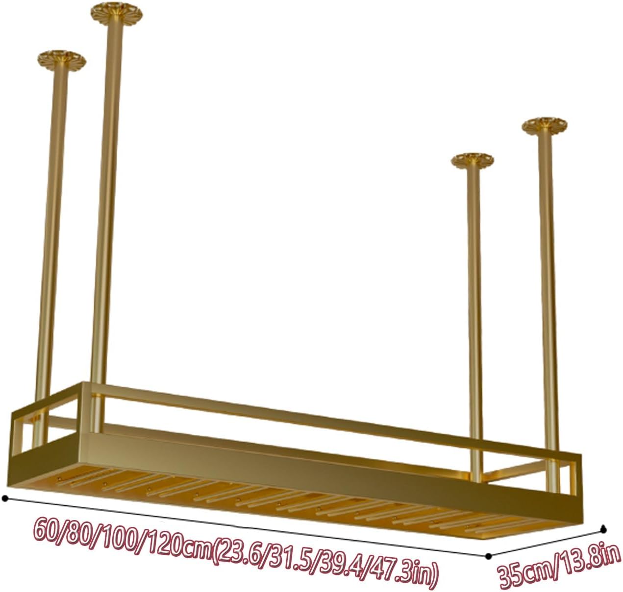 ERICAT Ceiling Wine Rack with Adjustable Poles and Glass Holder