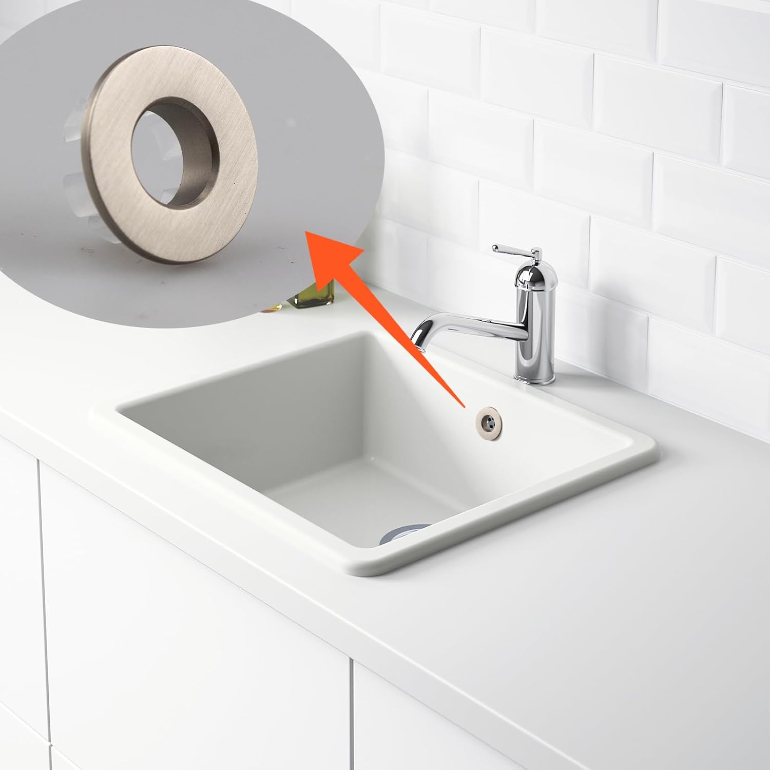 4 PCS Sink Basin Trim Overflow Covers Brushed Nickel