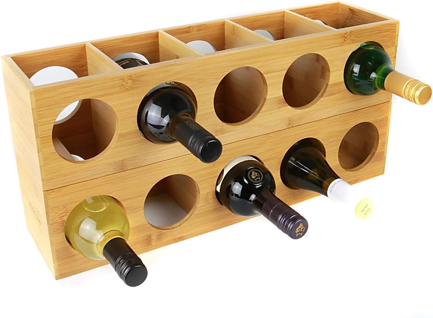 HYGRAD Bamboo Wall Mounted Wine Rack 5 Bottle