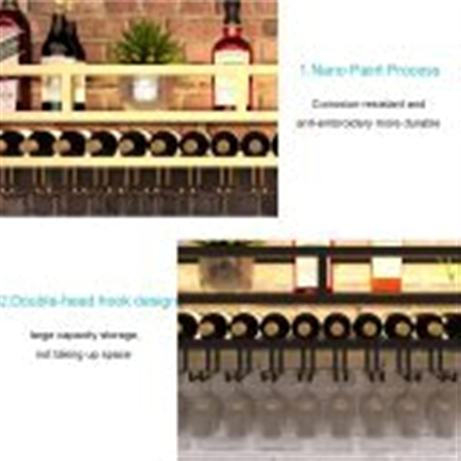 2-Layer Wall-Mounted Wine Rack - Wrought Iron