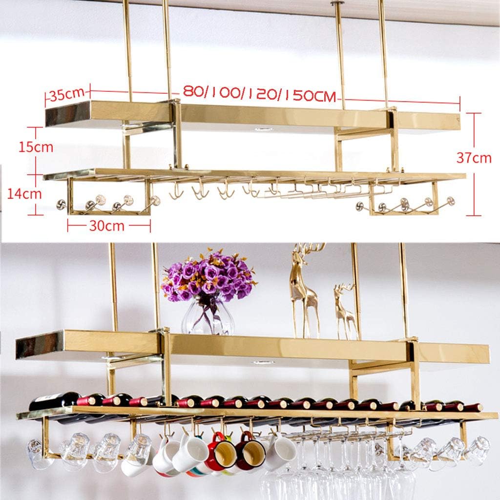 Wall-Mounted Stainless Steel Wine Rack 2 Layer Adjustable