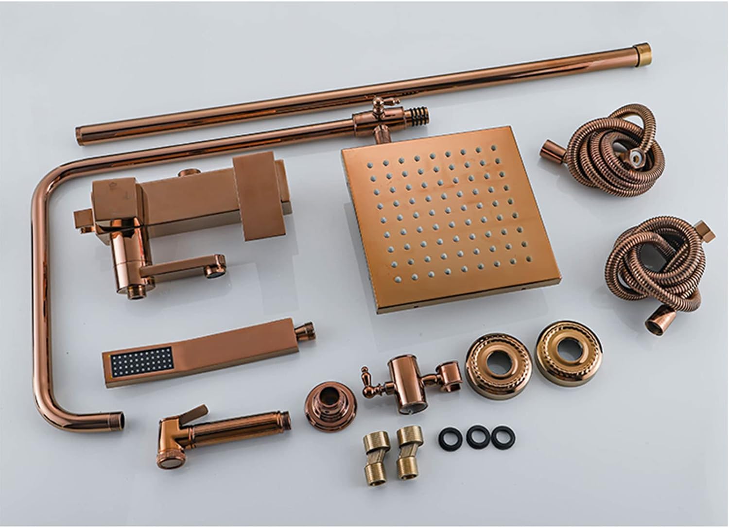 Rose Gold Exposed Shower Faucet Set with Handheld and Bidet Sprayer