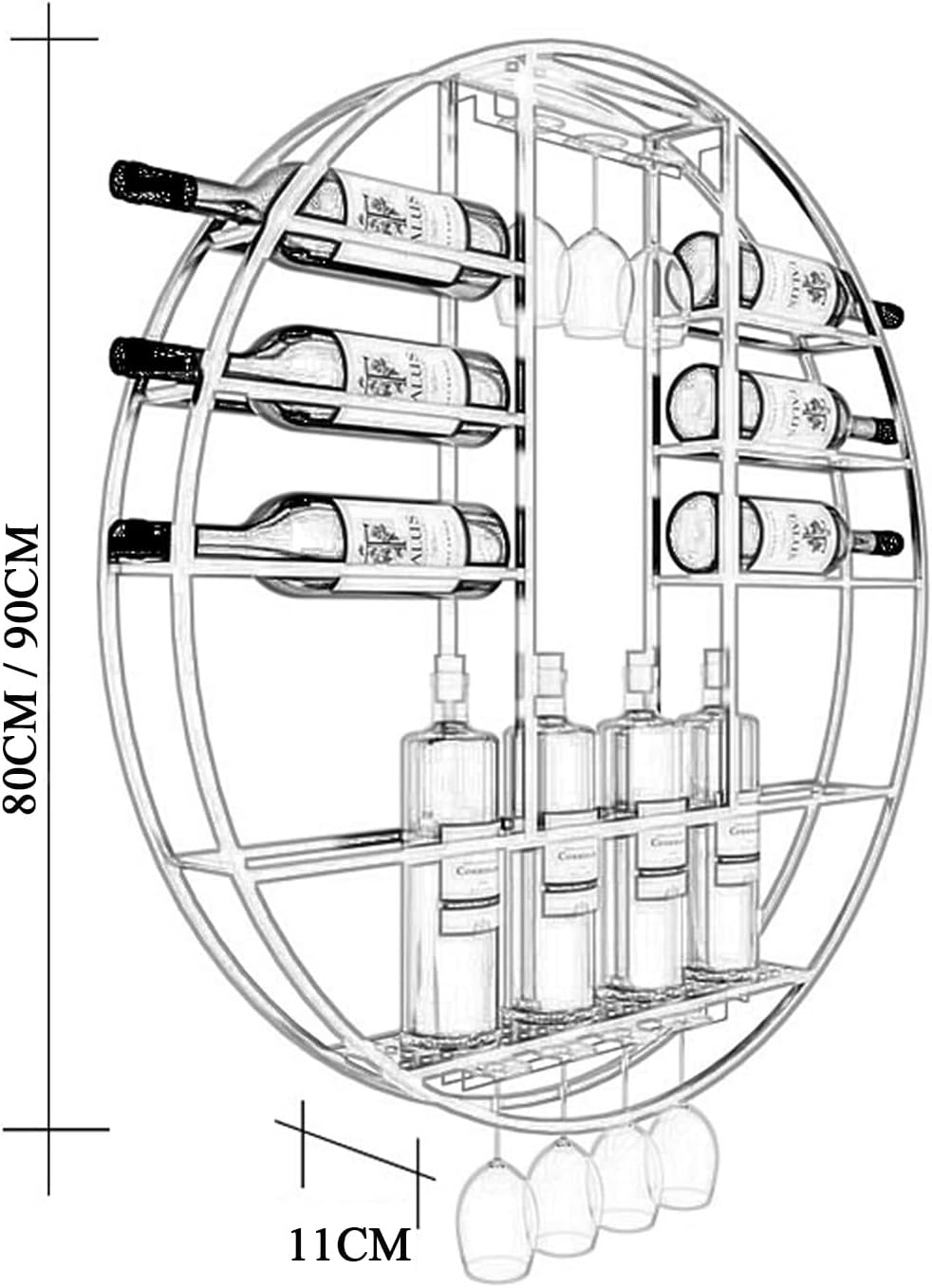 Pimex Wall-Mounted Wine Rack with Stemware Holder Black 80x11x80cm