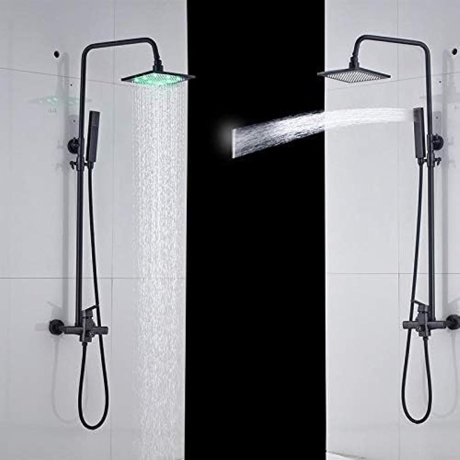 TECKI Shower Faucet with LED and Handheld Rainfall Head Set