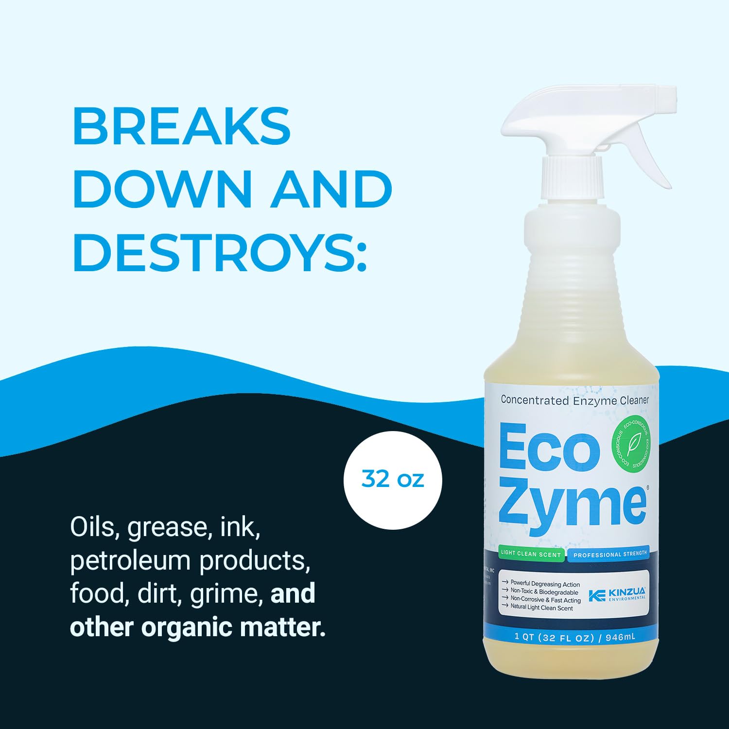 KINZUA ENVIRONMENTAL Eco-Zyme Enzyme Cleaner 32 fl oz 1