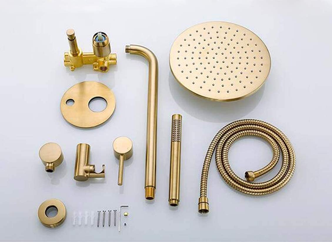 Brushed Gold Solid Brass Rain Shower Combo Set