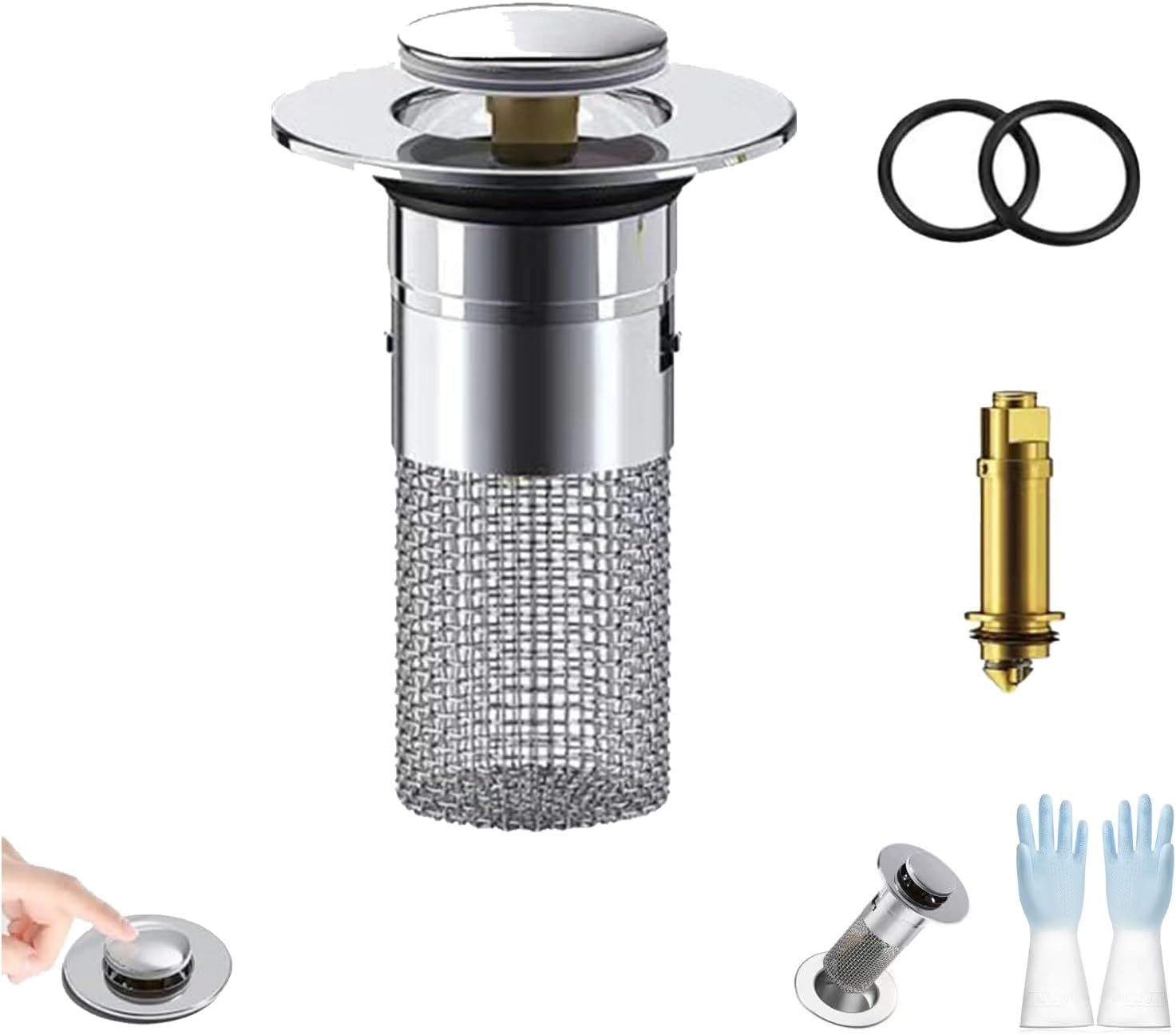Universal Stainless Steel Drain Strainer with Copper Core 1pc