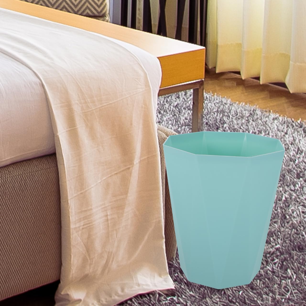 Tofficu Emerald Green 5L Trash Can with Diamond Pattern