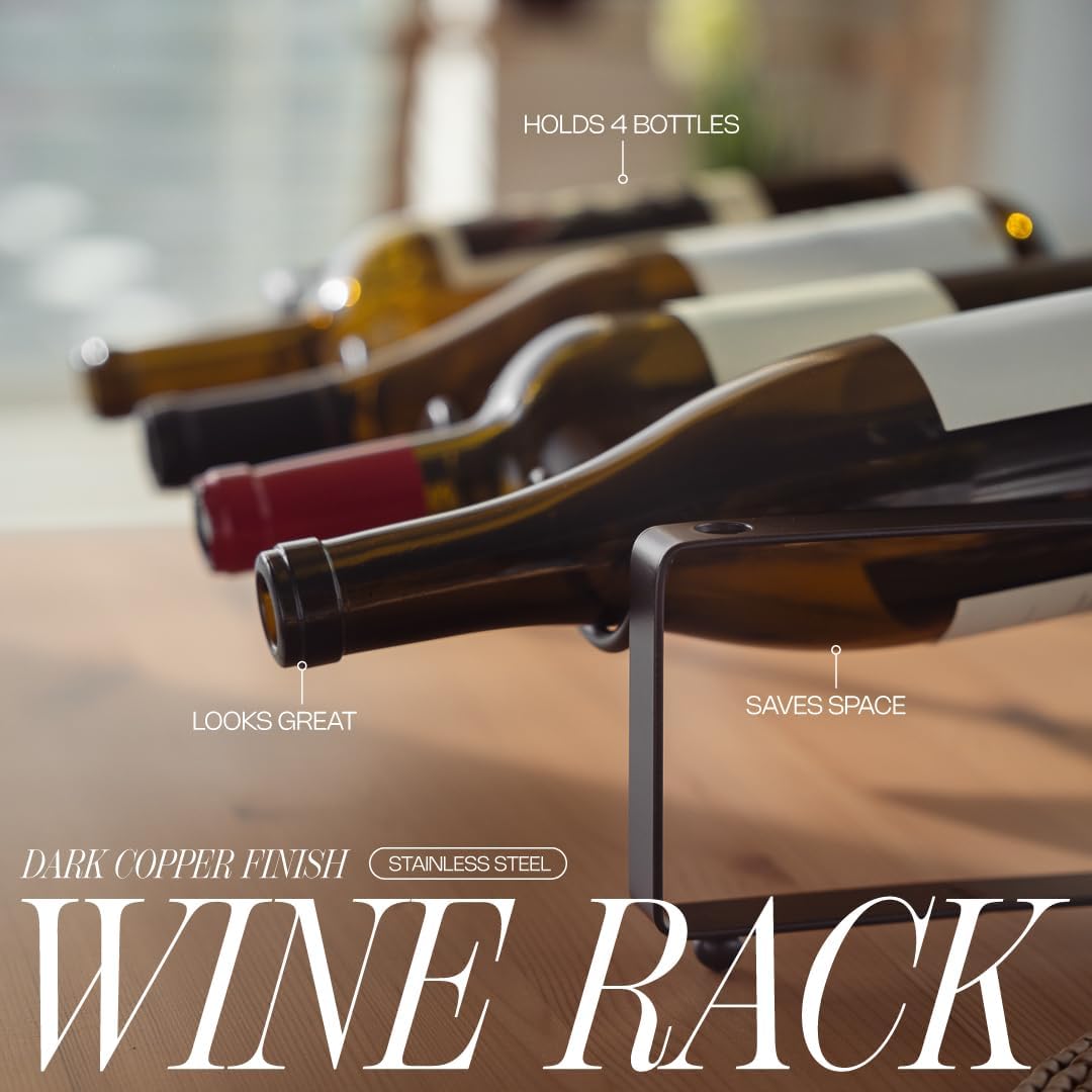 1-Tier Metal Wine Rack for Countertop - 4 Bottles Storage