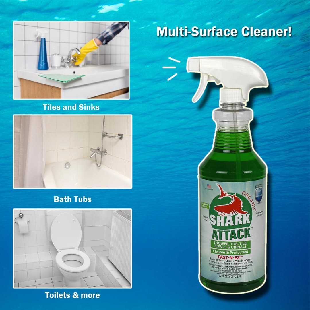 Shark Attack Organic Bathroom Cleaner 32 oz 2 Green