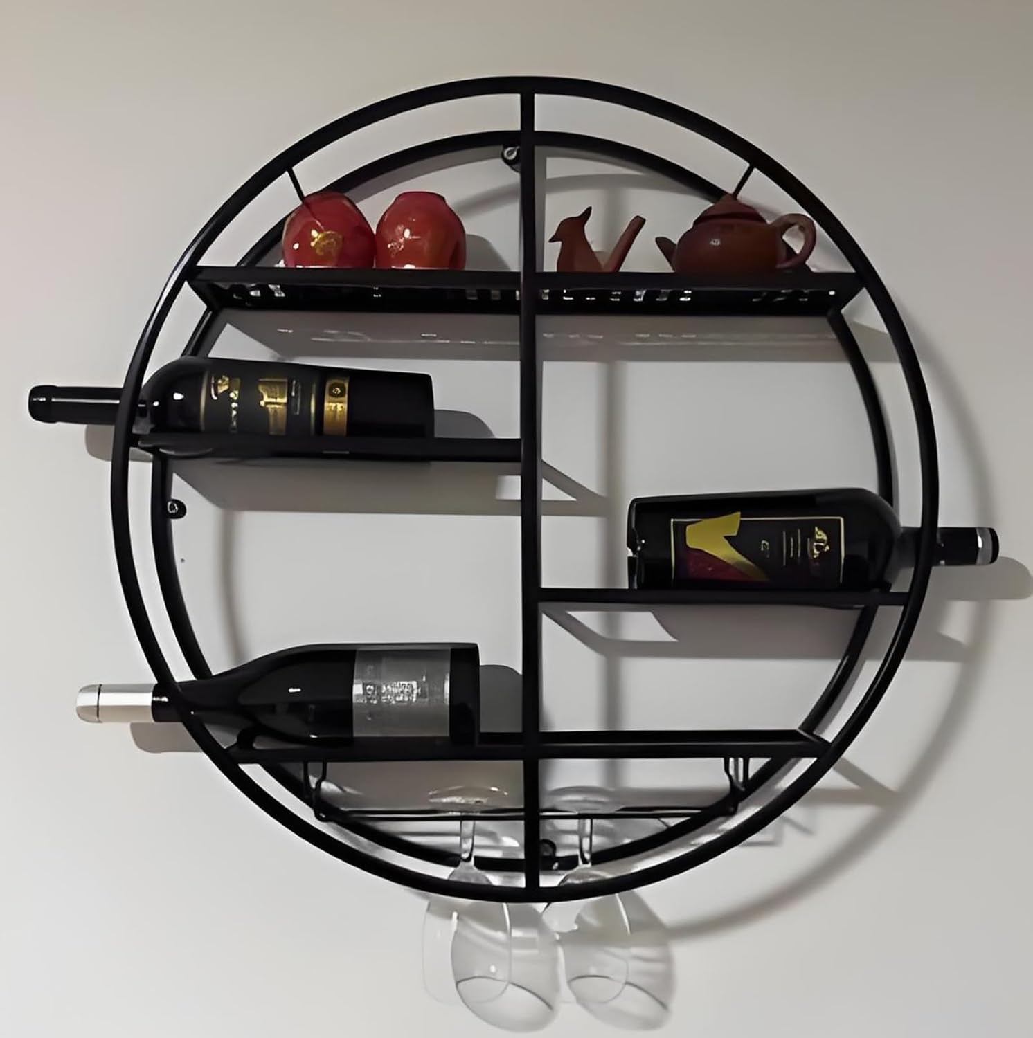 YVYKFZD Wall-Mounted Wine Rack Space-Saving Black Design 60x11x60cm
