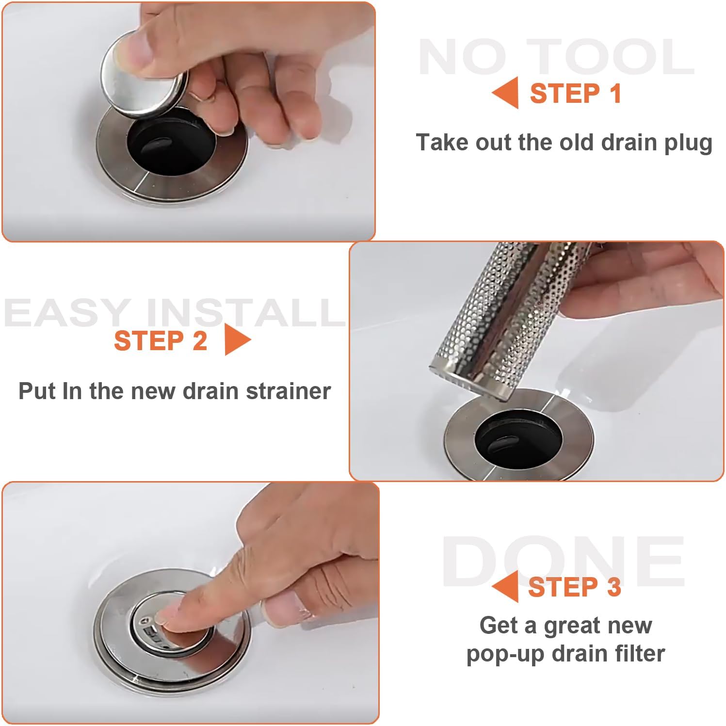 RUXIEWEY Stainless Steel Drain Strainer 2PCS