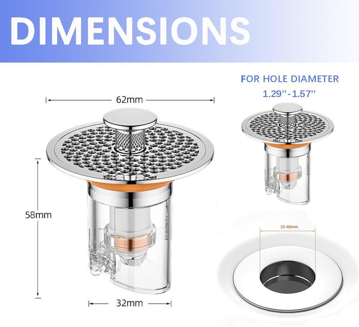 Eptaufty Bathroom Sink Drain Strainer with Spring Core 1