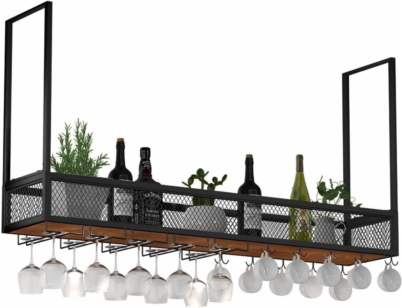 ZJDYDY Wall-Mounted Wine Rack with Glass Holder