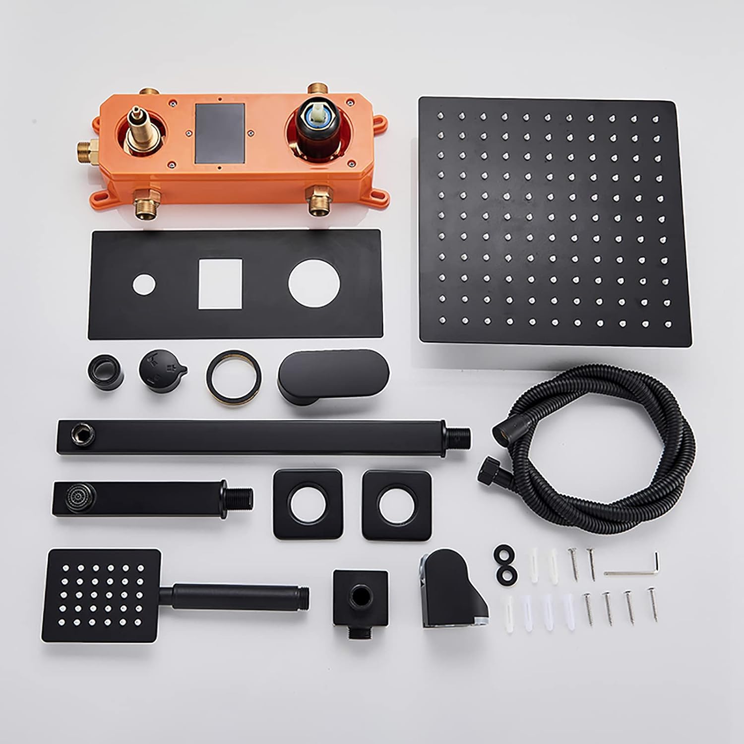 Wall Mounted Matte Black Shower Combo Set with Digital Display 1