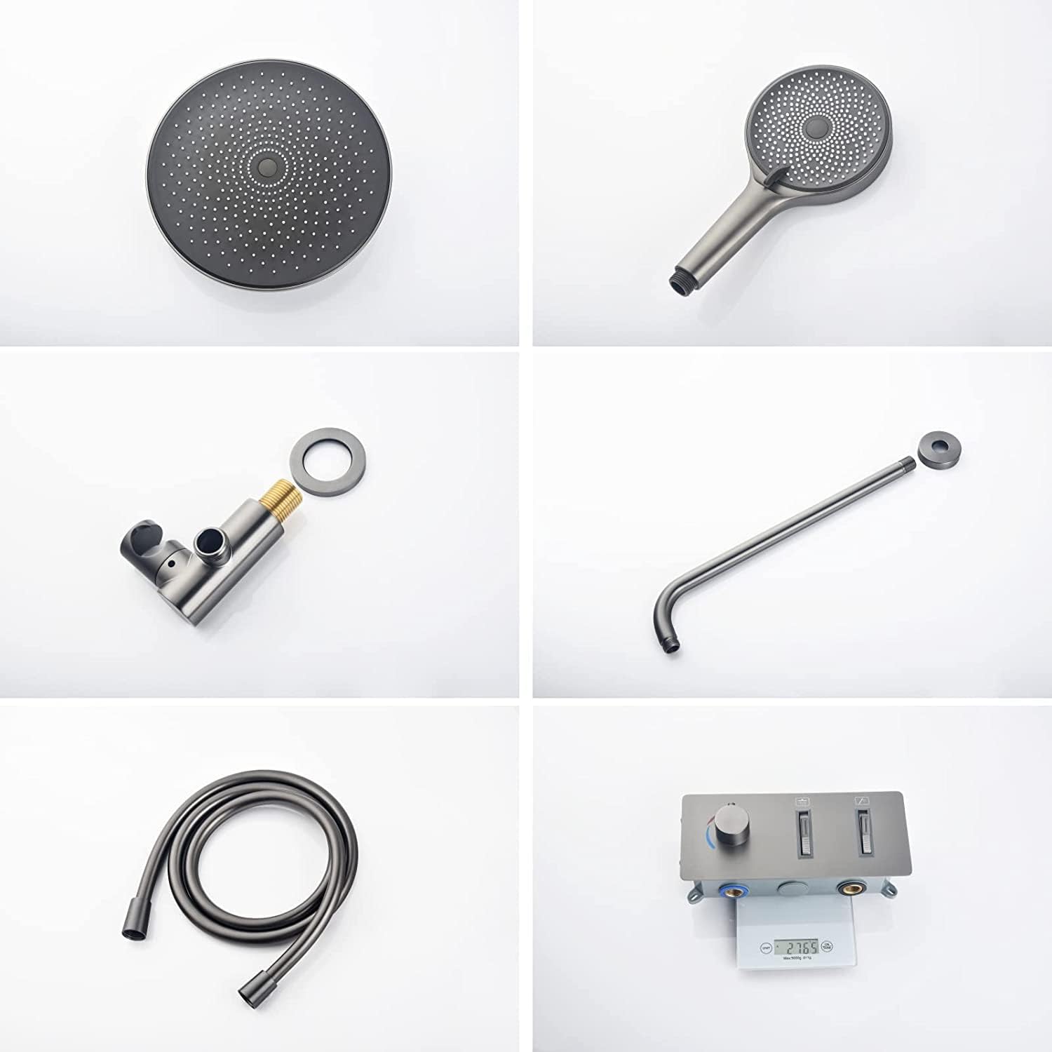White Wall Mounted Shower Faucet Set with Rain and Handheld Heads