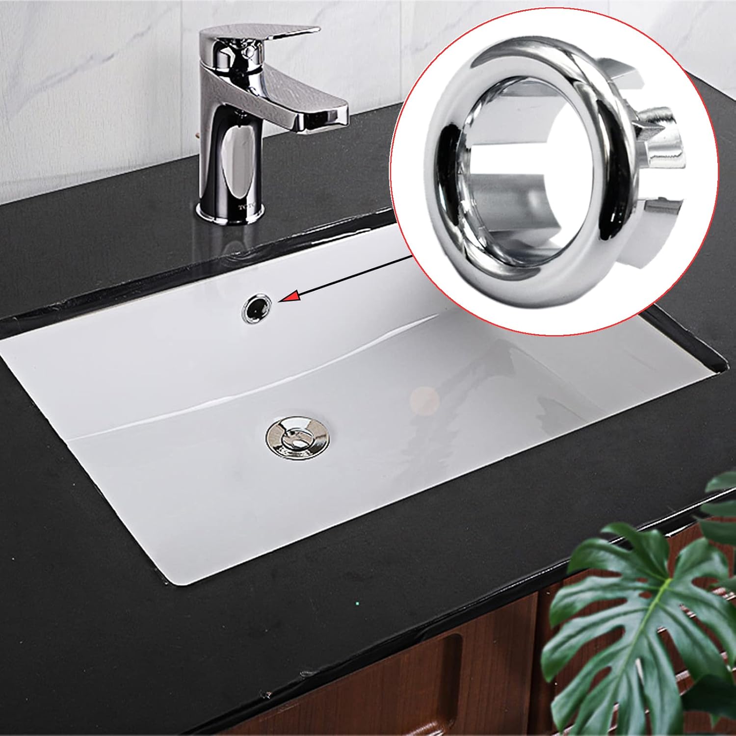 4 Pack Chrome Overflow Drain Cover for Sink and Basin