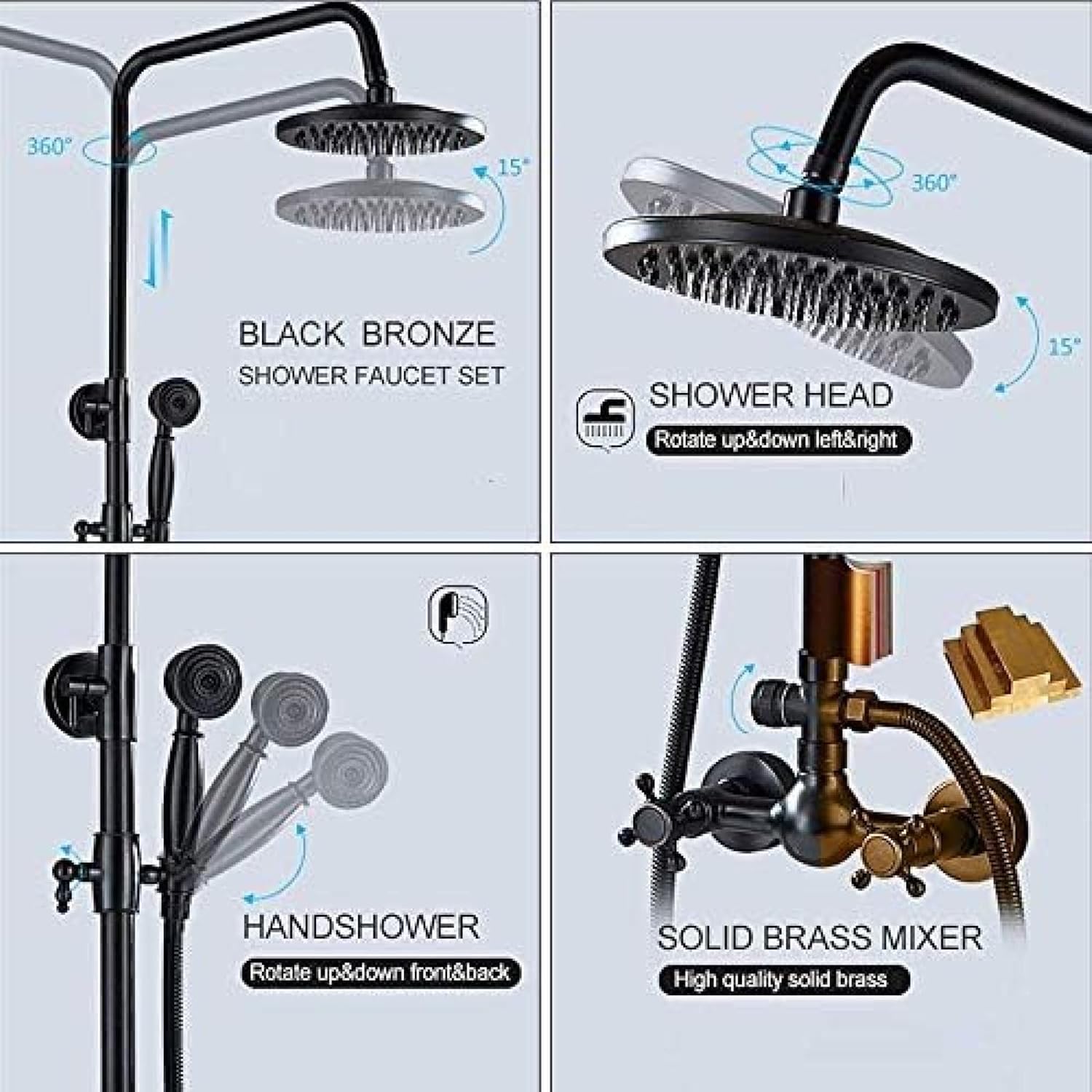TECKI Black Oil Rubbed Bronze Shower System Set
