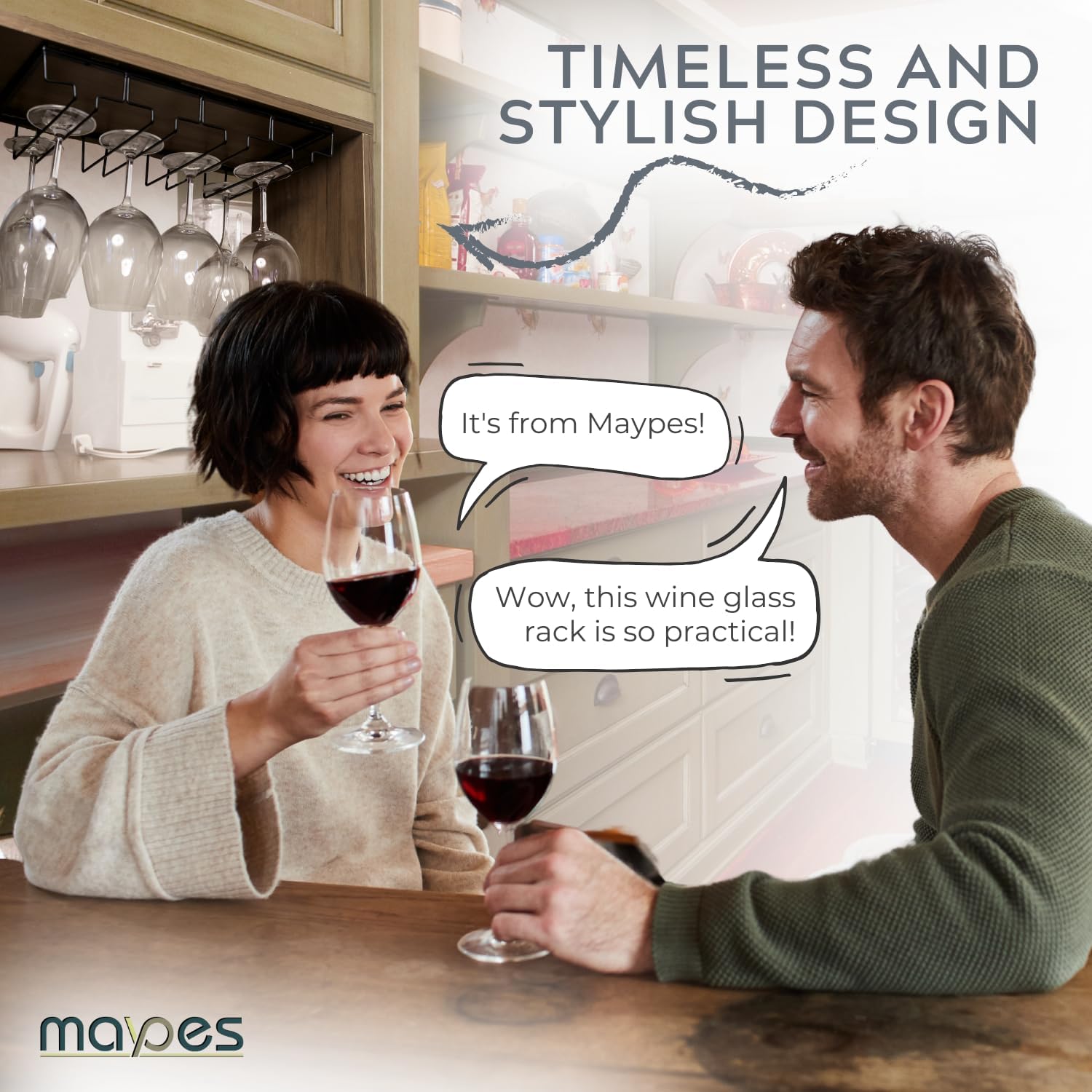 Maypes 4-Rack Wine Glass Holder Under Cabinet
