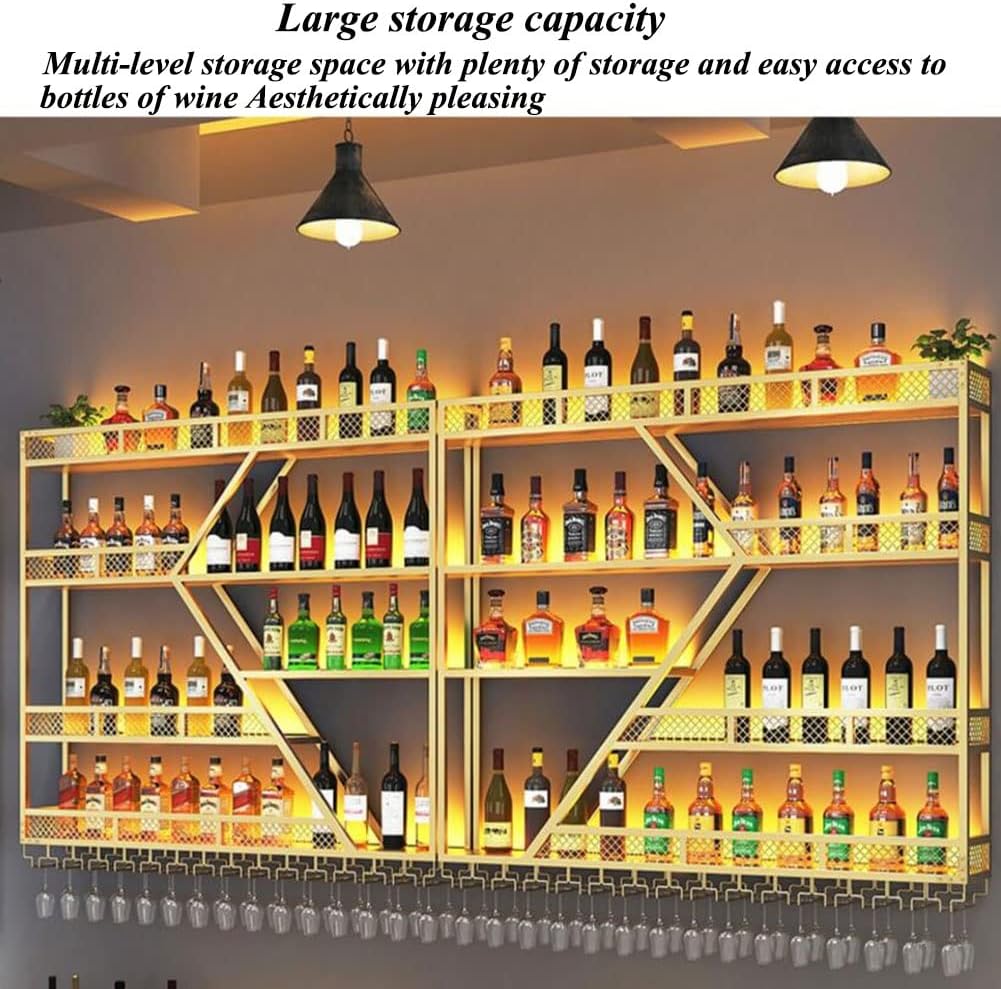 LED Wall Mounted Wine Rack with Light - Modern Design