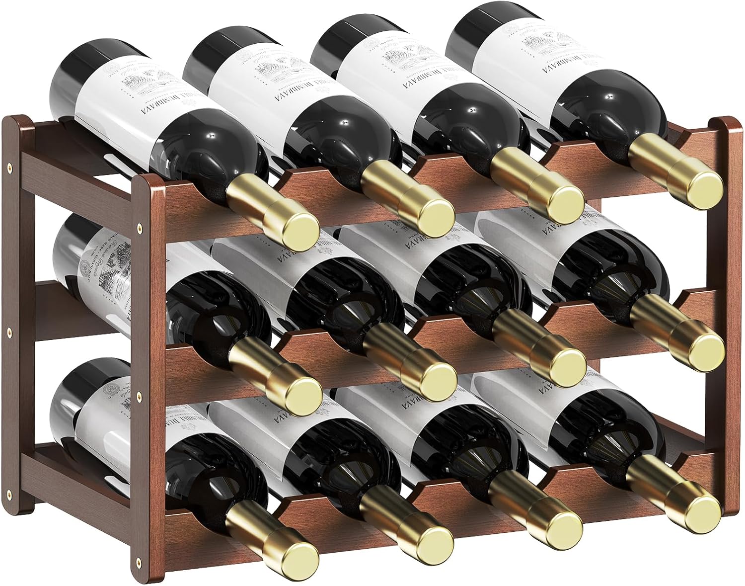 CAMOAT 3-Tier Bamboo Wine Rack for 12 Bottles