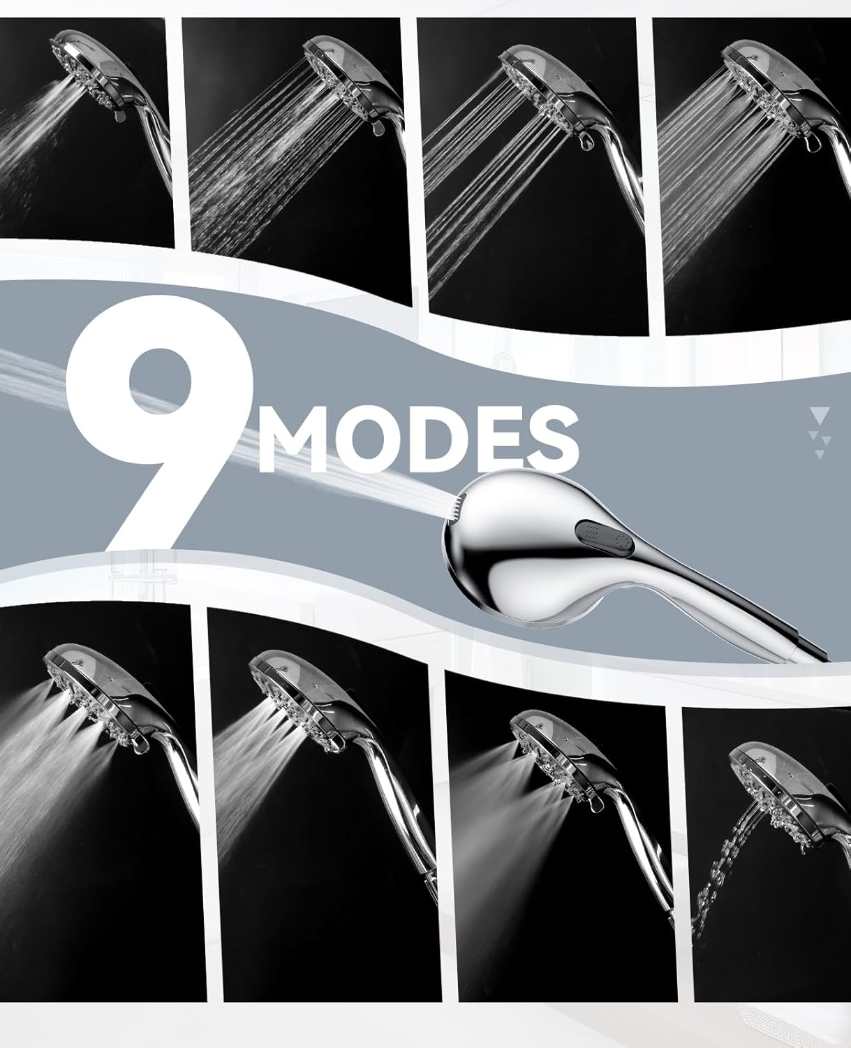 JDO High Pressure Handheld Shower Head with 9 Settings 1