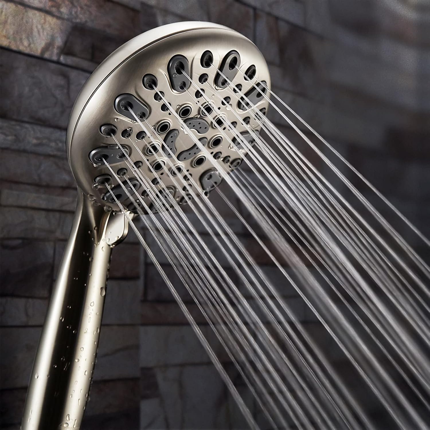 Couradric Handheld Shower Head with 6 Spray Settings and Brass Swivel Bracket