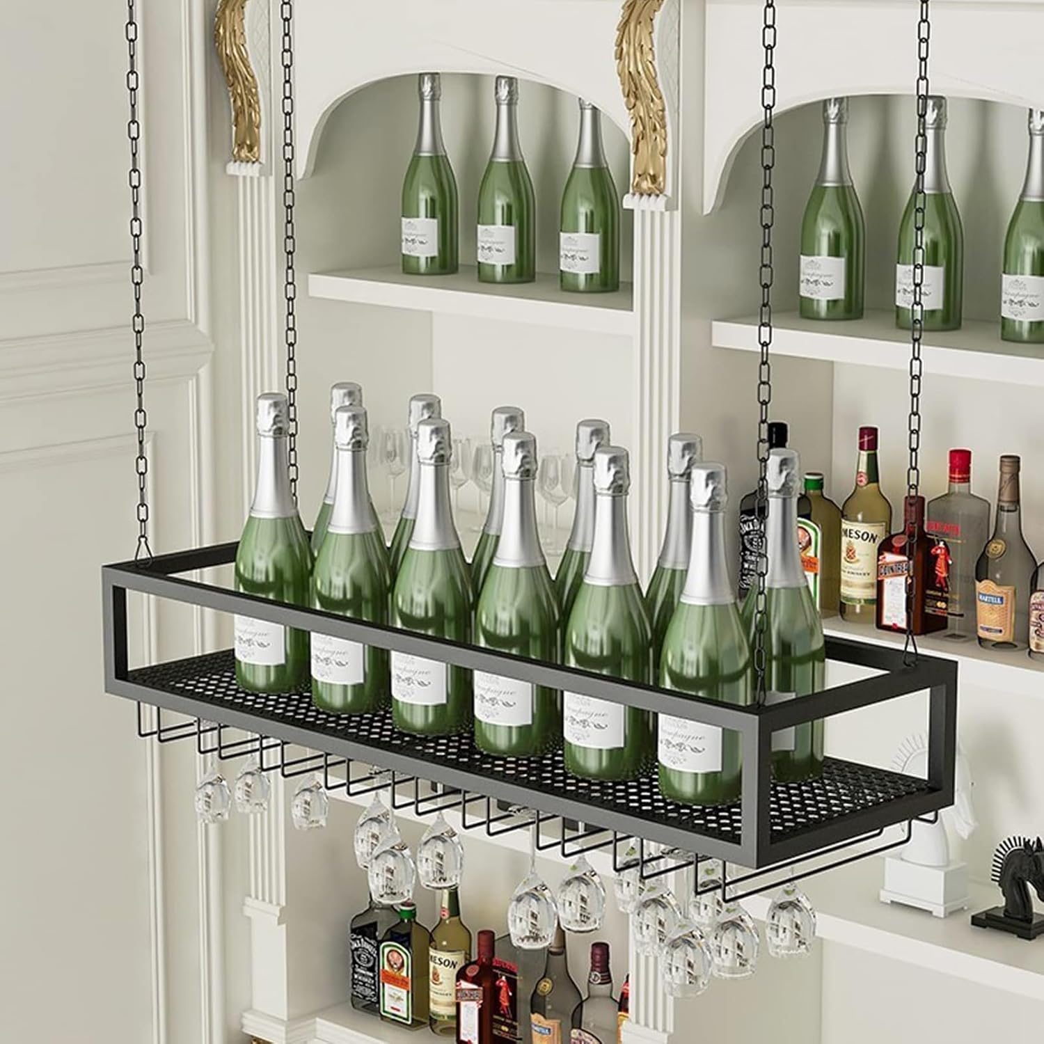 Adjustable Ceiling Wine Glass Holder with Iron Chain