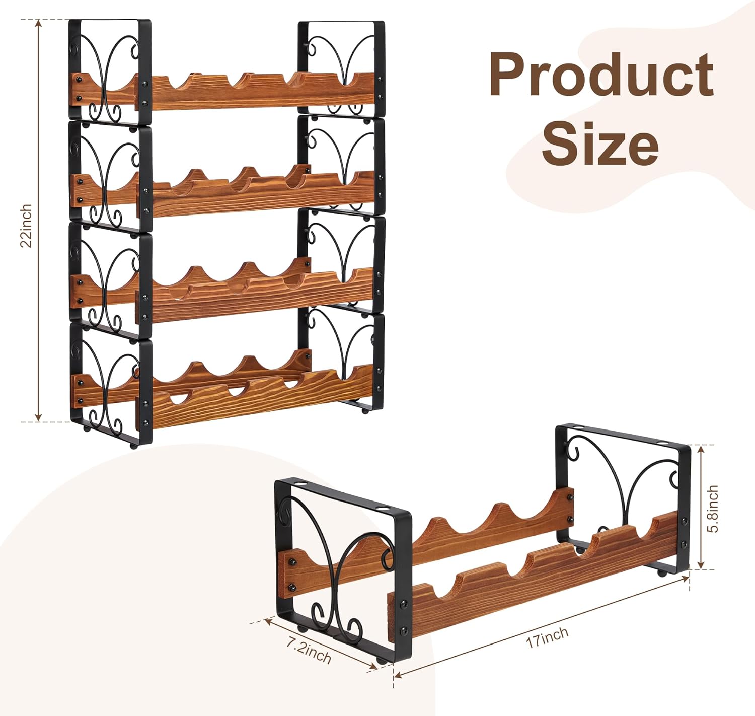 X-cosrack 4 Tier Stackable Wine Rack with Patent Design