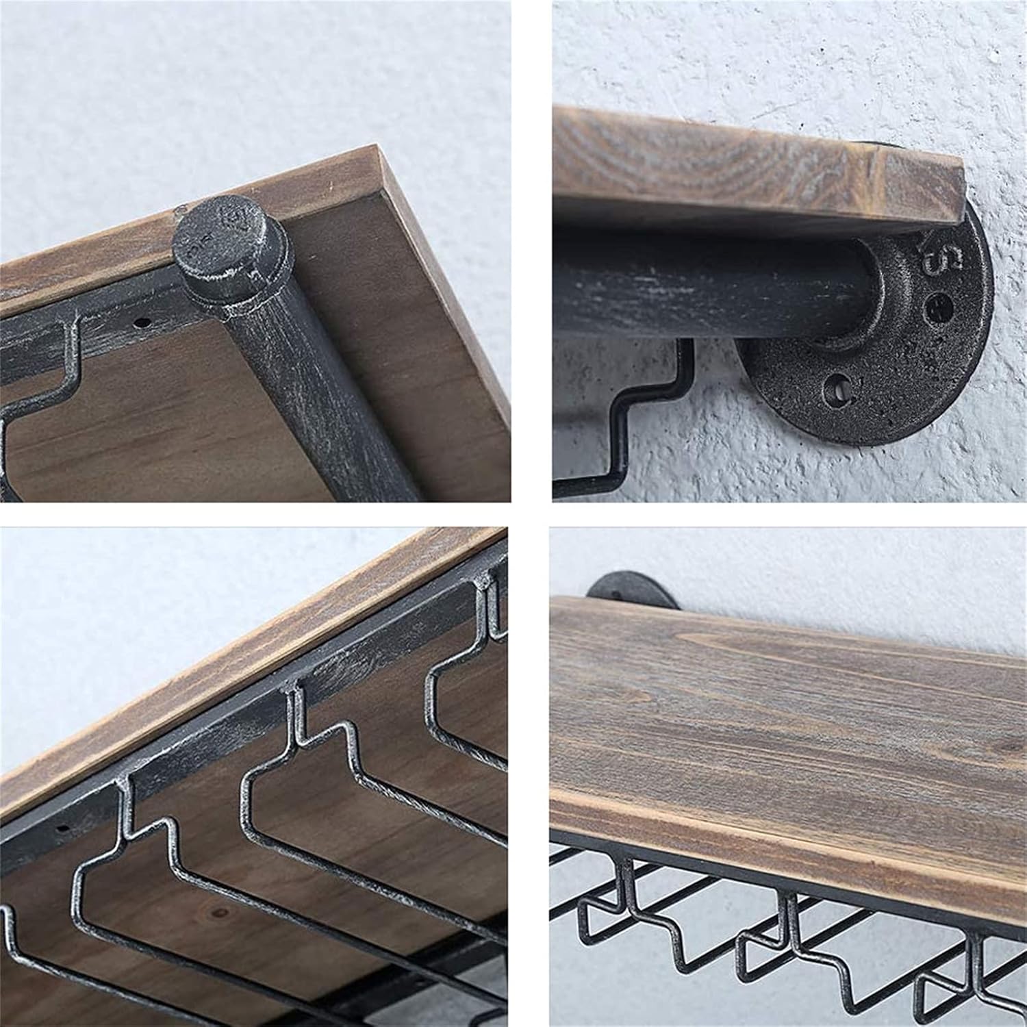 CGF- Wall Mounted Wine Rack with 8 Glass Holders