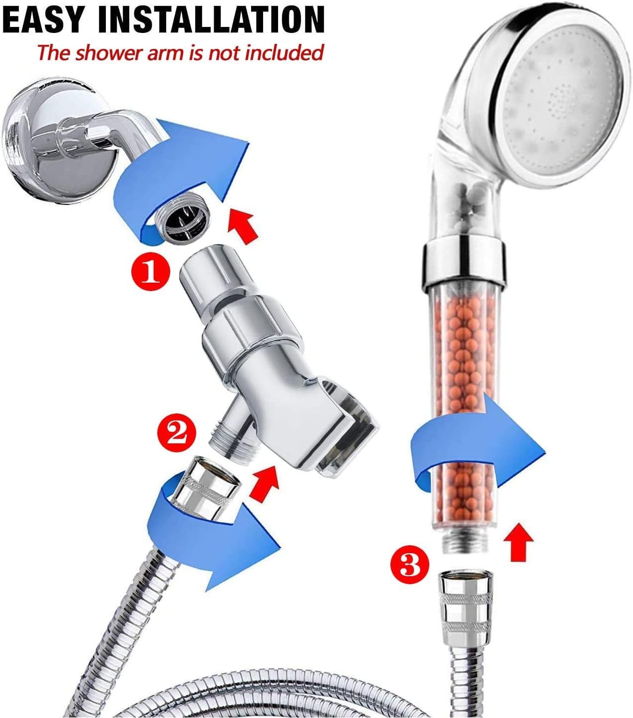 PRUGNA LED Shower Head with Hose and Bracket