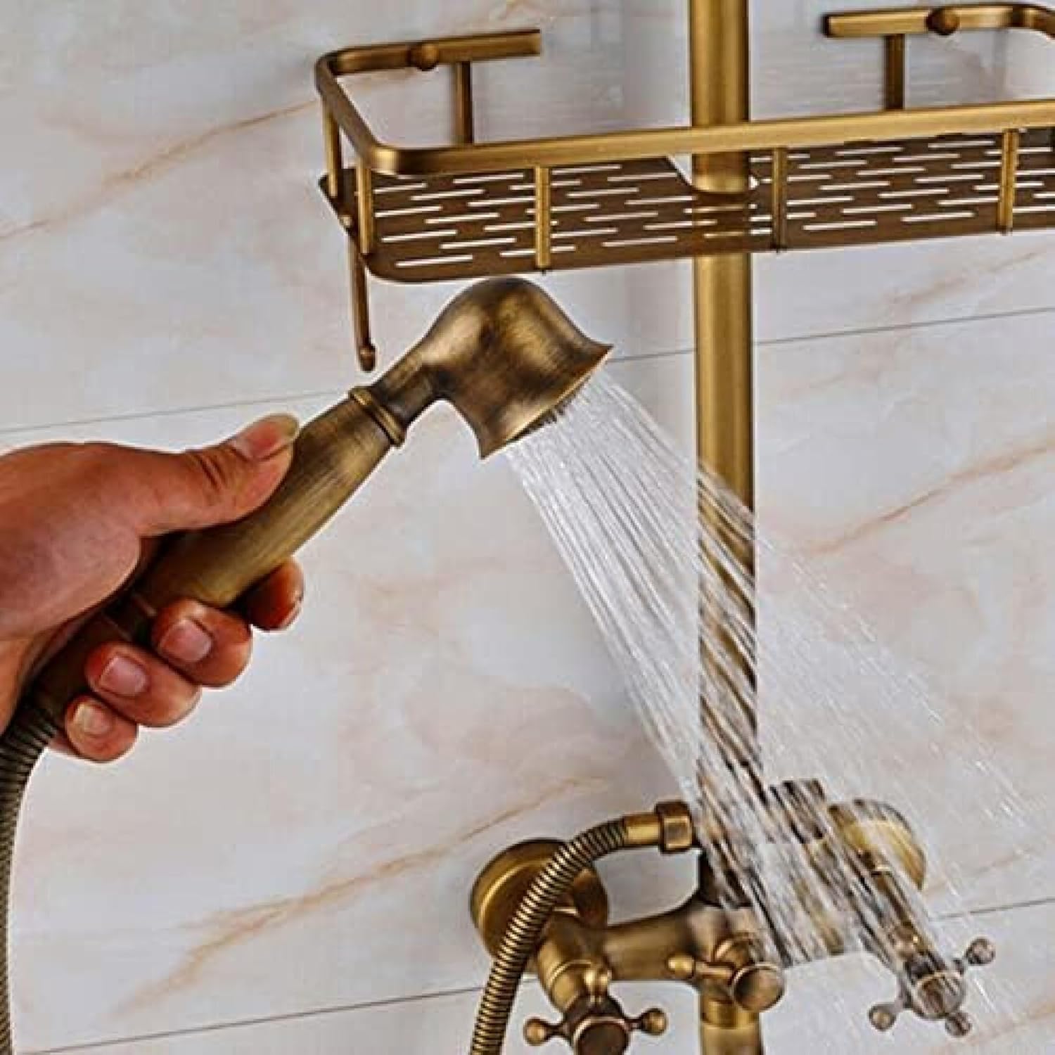 TECKI Rainfall Shower Faucet Set with 8 Inch Handheld Head