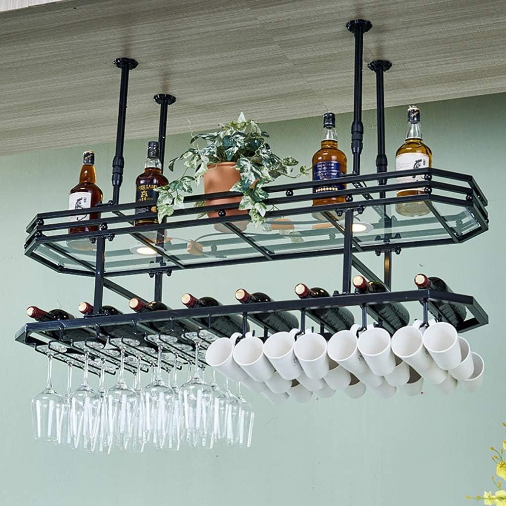 ZJDYDY Wall-Mounted Wine Rack Black 100x35cm