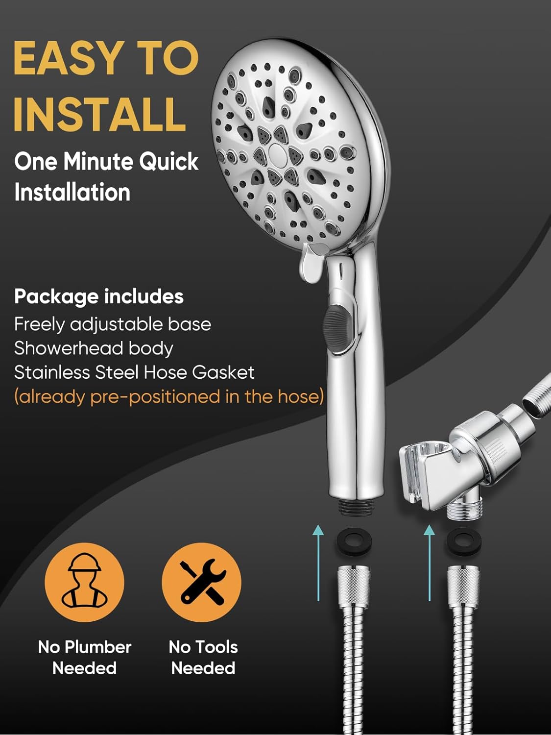 Cobbe 9 Functions Handheld Shower Head with Chrome Finish