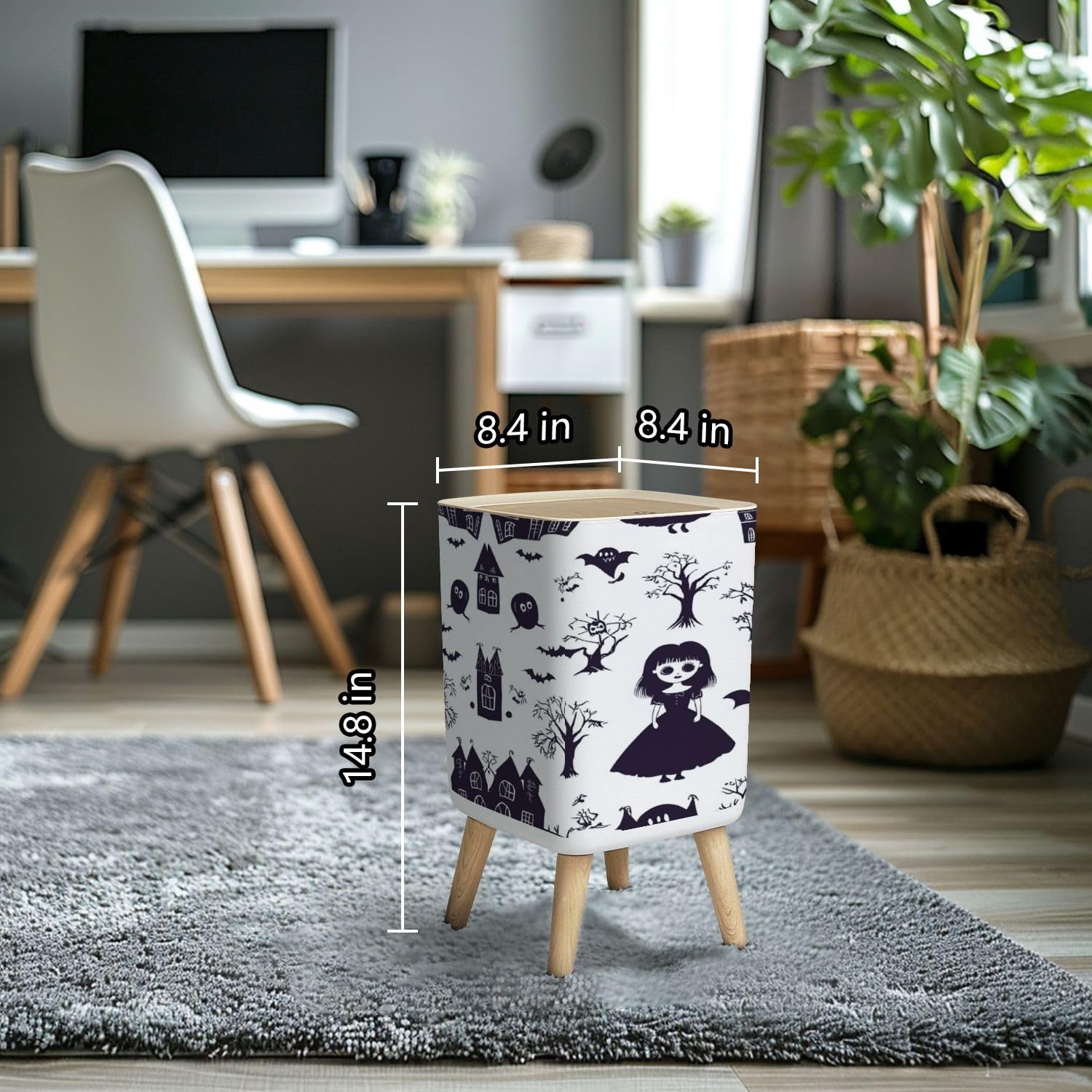 Small Trash Can with Lid 26 Gallon Gothic Design Waste Bin